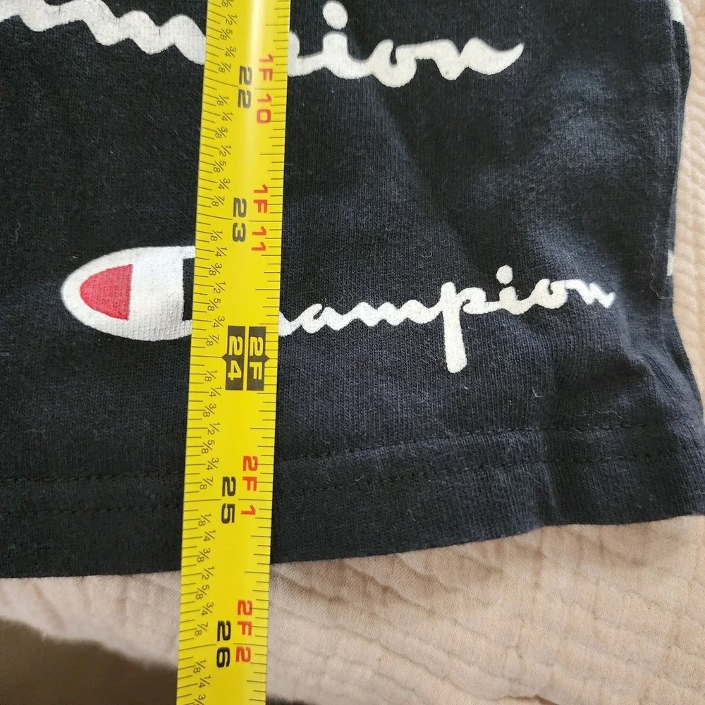 Champion Mens Black Short Sleeve Logo Printed Tee Size S‎